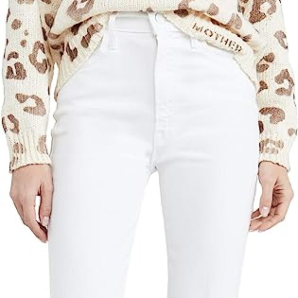 NWT! Mother Women's The Hustler Ankle Fray Jeans, Fairest of Them All, White, 28 - Picture 6 of 11